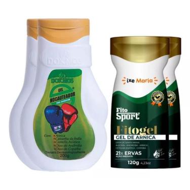 Imagem de 2 Gel Nocauteador Massageador Dokmos 200g + 2 Gel de Arnica Fitosport 