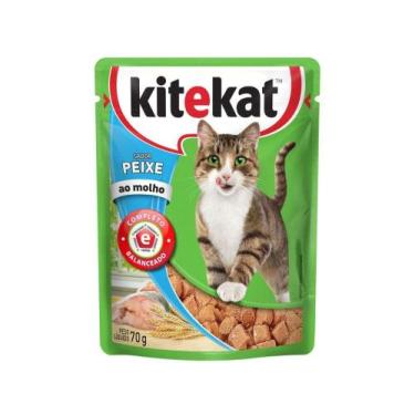 Imagem de Ração Úmida para Gato Adulto Sachê Kitekat - Peixe ao Molho 70g