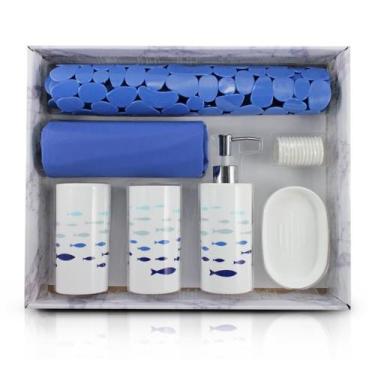 Imagem de Kit Banheiro acessórios 7 Peças Jacki Design Azul