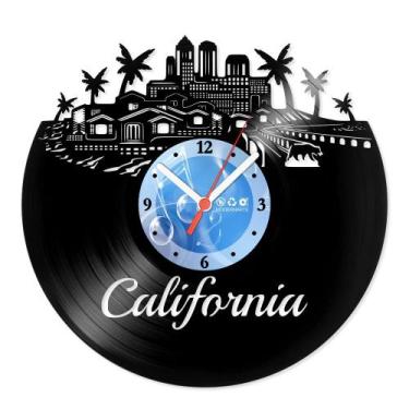 Imagem de Relógio De Parede Disco Vinil Lugares - Califórnia - VLU-021 - Moderna