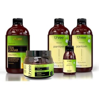 Imagem de Combo Teia Caviar Shampoo +pantovin E Mascara 500g E Tonico - Three Th