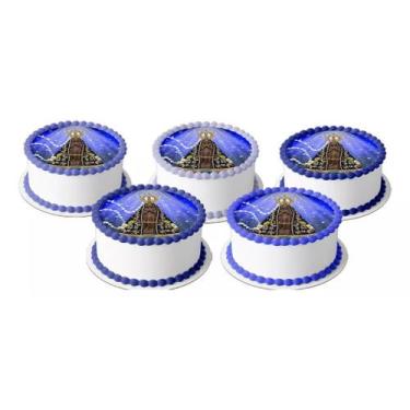 Imagem de 5 Papel Arroz para mini bento cake Bolo 10 Cm Redondo festa Nossa Senh