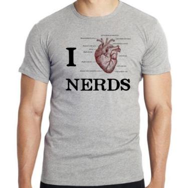 Imagem de Camiseta  I love nerds heart coração Blusa criança infantil juvenil ad