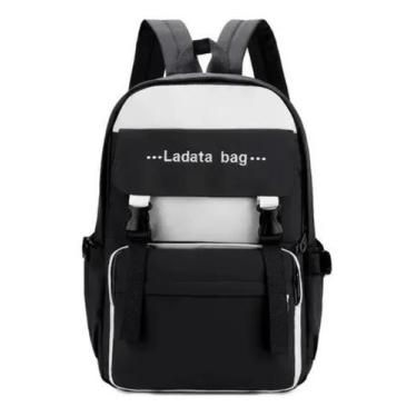 Imagem de Mochila De Costas Juvenil Menina Menino Moderna Escolar - Latada, Pret