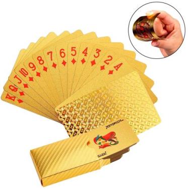 Imagem de Baralho Dourado Resistente A Água Anti Rasgo Cartas Ouro - Things Nerd