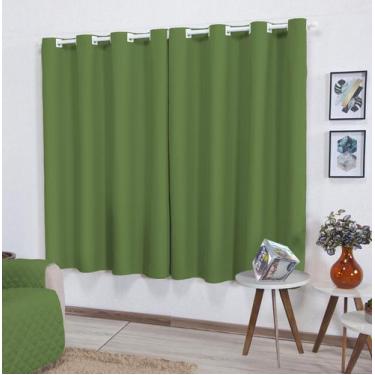 Imagem de Cortina Parys 3,00m X 1,70m Verde Oliva P/ Varão 2m Sala J* - Enxovais