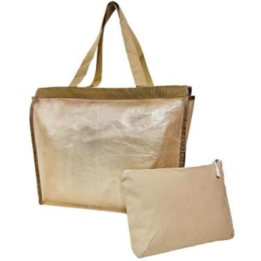 Imagem de Kit Bolsa De Praia Bege Clara Feminina Com Necessaire Piscina Verão Vi