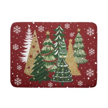 Imagem de Kawani Tapetes de Secagem de Pratos de Natal 18X24, Fazenda Ouro Verde Vermelho Pinheiros de Natal Férias de Inverno Lavável Microfibra Absorvente Escorredor de Pratos Almofada par (18" X 24")