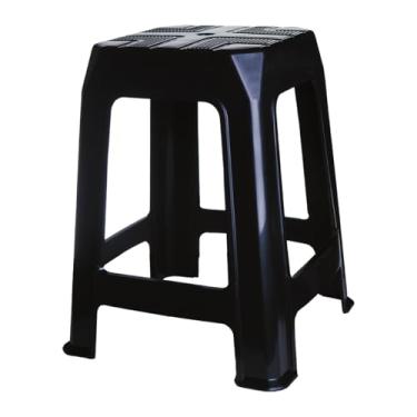 Imagem de Banqueta de Plástico Empilhavel Baixa para Cozinha, Jardim e Áreas Gourmet 47cm Preto
