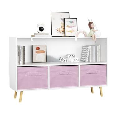 Imagem de GIMMYFIVE Estante infantil com organizador de armazenamento de brinquedos, estante de 90 cm para berçário, sala de jogos e quarto infantil, espaço dedicado para materiais de leitura e brinquedos