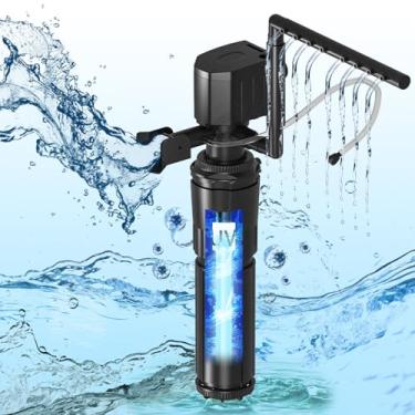 Imagem de hygger Filtro de aquário com luz U-V para tanque de 60-120 galões, filtro de aquário submersível multiuso para filtração/limpeza de algas/oxigenação/waveker/circulação