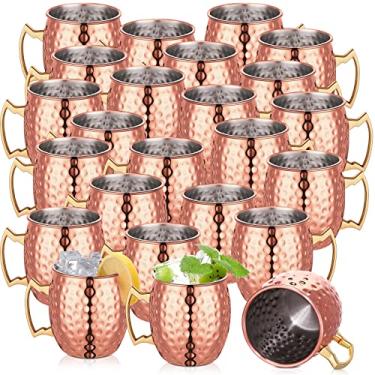 Imagem de 24 Pack Moscow Mule Mugs Set 12 oz Copper Cups Bulk Stainless Steel Moscow Mule Cup Tarnish Resistant Hammered Finish Cup Chilled Mule Coffee Mug for Cocktail Wedding Gift Drinkware (Rose Gold)L8