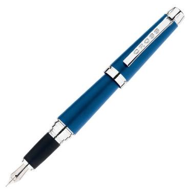 Imagem de Cross Caneta-tinteiro azul Monaco Série C com ponta de ouro maciço 18 quilates banhada a ródio - ampla (AT0936-5BD)