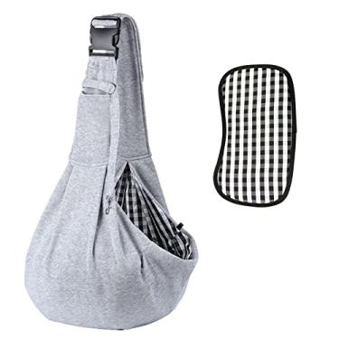 Imagem de Kanemc Porta-Estilingue Para Cães Para Cães Pequenos, Gatos, Filhotes, Animais De Estimação De Até 16,5 Libras, Suporte Inferior Rígido E Confortável, Alça De Ombro Acolchoada Ajustável, Bolsa Para Tr