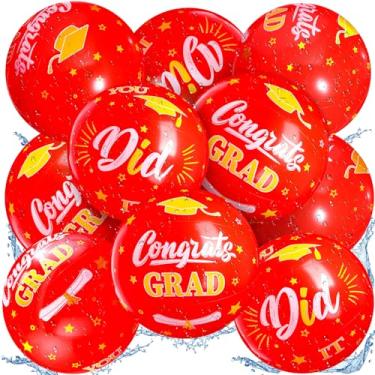 Imagem de Silipull Pacote com 12 bolas de praia de formatura infláveis 30 cm bola de parabéns graduação lembrancinhas de festa presentes classe de 2024 placa de decoração brinquedo de piscina para meninas,