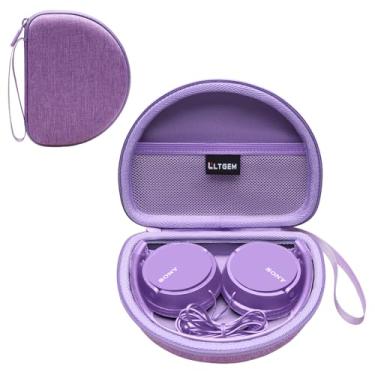 Imagem de LTGEM Capa rígida para transporte de viagem compatível com fones de ouvido Sony MDR-ZX110 / MDRZX110AP / MDRZX110NC / MDR-ZX310AP ZX Series com fio, apenas capa, roxo