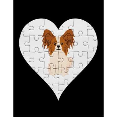 Imagem de Papillon Papillon Heart Jigsaw Pieces Design Gift For Papillon Lovers: Amazing Design Notebook 8.5 x 11 Inches 100 Pages