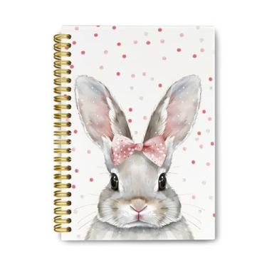 Imagem de THDSE Caderno Coquette com arcos de bolinhas, caderno de composição estética rosa, caderno de capa dura espiral de coelho, material escolar universitário, cadernos para escola, cadernos pautados para