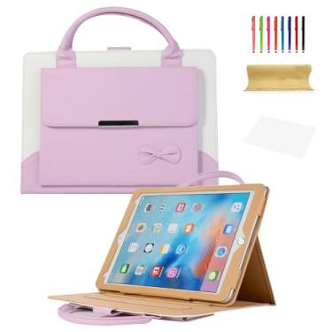 Imagem de Dteck Capa fólio para iPad mini (A17 Pro/6ª geração) de 21,1 cm com alça/bolso frontal, despertar automático/ângulos de suporte ajustáveis, capa de couro PU leve com caneta/película protetora de tela