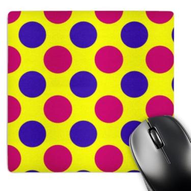 Imagem de 3dRose Mouse pad LLC 20,3 x 20,6 x 0,63 cm com bolinhas vermelhas e azuis em um fundo amarelo (mp_26790_1)