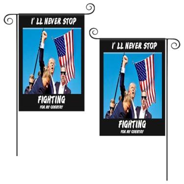 Imagem de 2 peças Trump Survives Shooting Garden Flag, Fight Fight Fight, Arrested Shot Still Fighting Outdoor Yard Flag Pool Outdoor Flag Dupla Face Outdoor Trump Fights, 30 x 45 cm