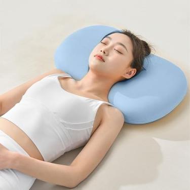 Imagem de Travesseiro de Espuma Viscoelástica Macio e Liso para Suporte Confortável, Relaxamento e Portabilidade, Projetado para Se Ajustar à Curva Cervical, Leve e Portátil