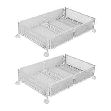 Imagem de Bothyi Armazenamento sob a cama com rodas Gaveta de armazenamento sob a cama Caixas de armazenamento multiuso de metal com alça dobrável para brinquedos e, Branco 2pcs