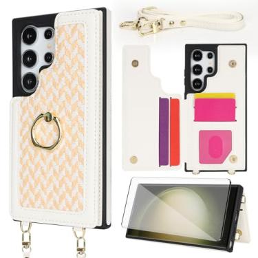 Imagem de Asuwish Capa de celular para Samsung Galaxy S23 Ultra 5G carteira celular com protetor de tela suporte suporte para cartão de crédito alça de ombro transversal S23Ultra 23S S 23 23Ultra 17.3 cm