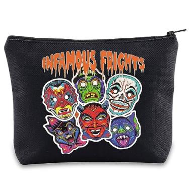 Imagem de BWWKTOP Infamous Frights Bolsa de Maquiagem Cosmética Máscaras de Halloween Presente Personagem Terror Bolsa com Zíper Bolsa para Amigos e Família, Frights infames, Bolsa