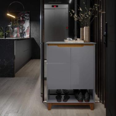 Imagem de Sapateira para Hall de Entrada 2 Portas Pés de Madeira Flow - EJ MOVEI