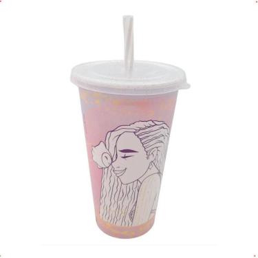 Imagem de Copo Infantil Divertido Colorir 500Ml Com Tampa E Canudo