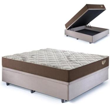 Imagem de Base Box Baú Casal 138x188 Suede Bege com Colchão Relax Adorabile Mola