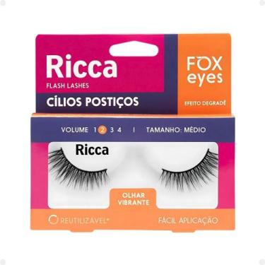 Imagem de Cílios Postiços Ricca Belliz Fox Eyes Olhar Vibrante Vol:2 Médio Cód.2
