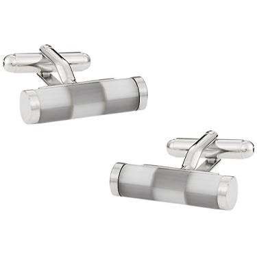 Imagem de Abotoaduras cilíndricas cinza e prata com caixa de apresentação Cuff-Daddy