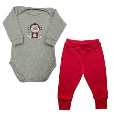 Imagem de Conjunto Body Bebê Manga Longa Macaco de Óculos + Calça - Mellane Baby