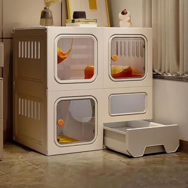 Imagem de Gaiola interna para gatos - cercadinho para gatos destacável para animais pequenos gabinete para gatos, cerca para gatos de 1-3 gatinhos, porquinho-da-índia, coelho e chinchila, com caixa de areia, 70