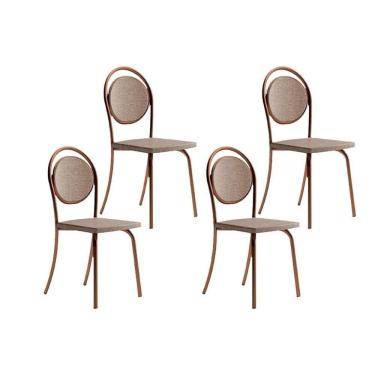 Imagem de Kit 4 Cadeiras Sala Jantar 1738 4 Uni Rose Linho Areia Courano Caramelo Carraro