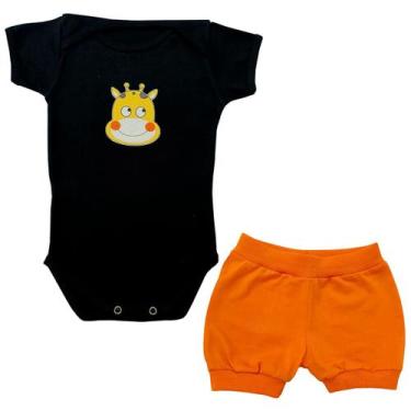 Imagem de Conjunto Body Manga Curta Girafa Bebê + Shorts - Mellane Baby, G, Pret