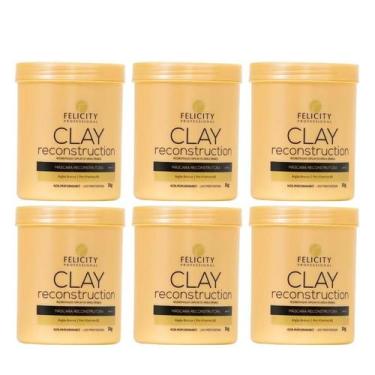 Imagem de Kit 6 Mascara Reconstrução Capilar Argila Branca Felicity 1K - Felicit