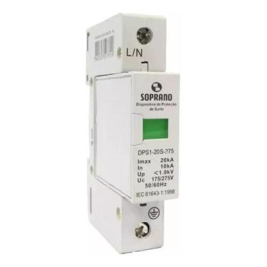 Imagem de Protetor Surto Dps 1p 20ka 275v Bivolt F/n Anti Raio Soprano