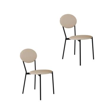 Imagem de Cadeira Fixa Estofada Vintage Elipse com 2 Unidades Areia Light/Preto Fosco