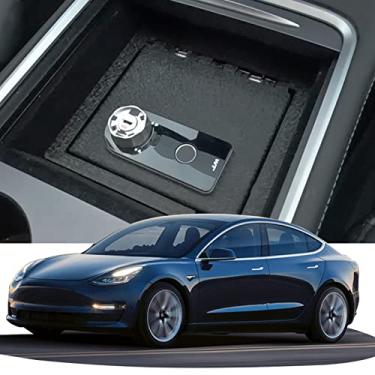 Imagem de TUOJUE Cofre Para Console Central, Cofre Para Armas, Compatível Com Tesla Model Y E Model 3 2021-2023, Com Trava De Impressão Digital Superior, Cofre Para Armas No Console Central