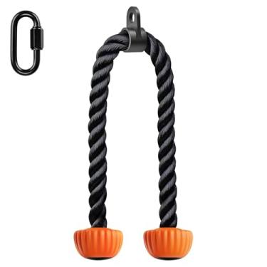 Imagem de SELEWARE Corda De Tríceps Com Pontas De Borracha Macia Antiderrapante, Acessório Para Treino Em Casa, 28 Polegadas De Comprimento, Laranja