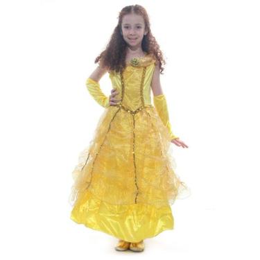 Imagem de Fantasia Princesa Dourada Vestido Infantil com Luvas - Abrakadabra, Un