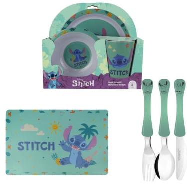 Imagem de STITCH jogo americano  talheres pratos e copo verde - Simonaggio