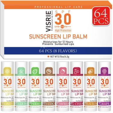 Imagem de Bálsamo labial VISRIE SPF 30 com protetor solar, pacote com 64 unidade