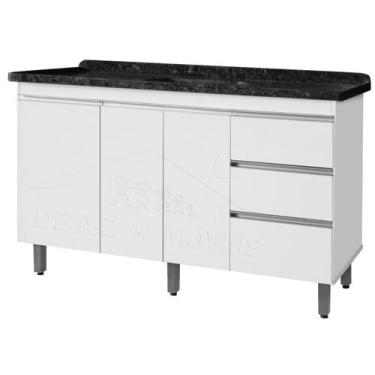 Imagem de Gabinete Para Pia de 1.50 Metro balcão 100% MDF com Puxador em Alumíni