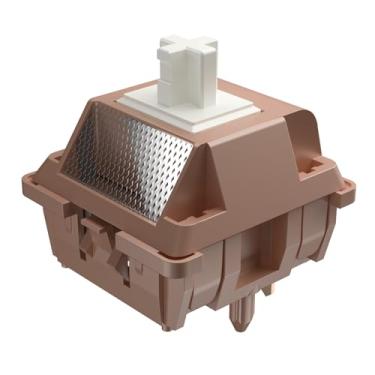 Imagem de DUROCK Interruptores lineares Mocha Silk, interruptor completo POK de 56 g, mola longa, difusor de luz, 5 pinos lubrificados, interruptores de teclado mecânico Thocky suaves (70 peças)