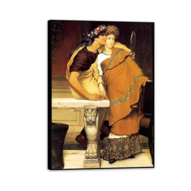 Imagem de Impressão em preto com moldura The Honeymoon de Lawrence Alma Tadema, reprodução de pintura a óleo, impressão giclée em tela, arte de parede pronta para pendurar para decoração de quarto de casa. 55 x