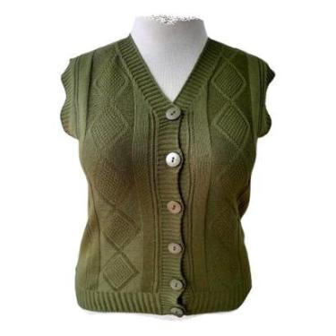 Imagem de Colete Feminino Plus Size Quente Lindo Grande Botões Inverno-Feminino